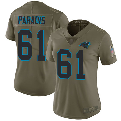 Carolina Panthers Limited Olive Women Matt Paradis Jersey NFL Football #61 2017 Salute to Service->carolina panthers->NFL Jersey